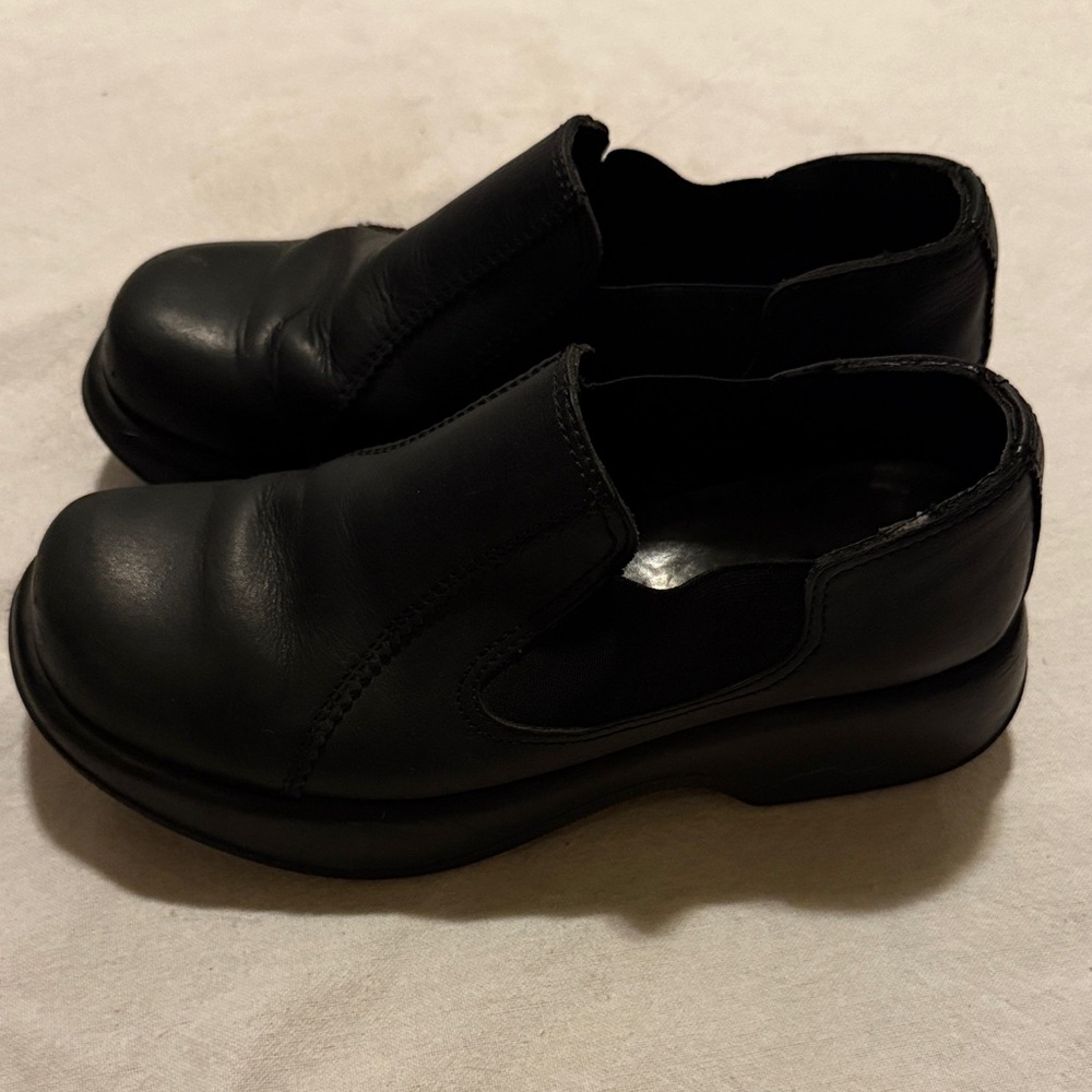 Dansko Jocelyn ChunkyHeel SlipOn Clog Professional Shoe Black leather Sz 39